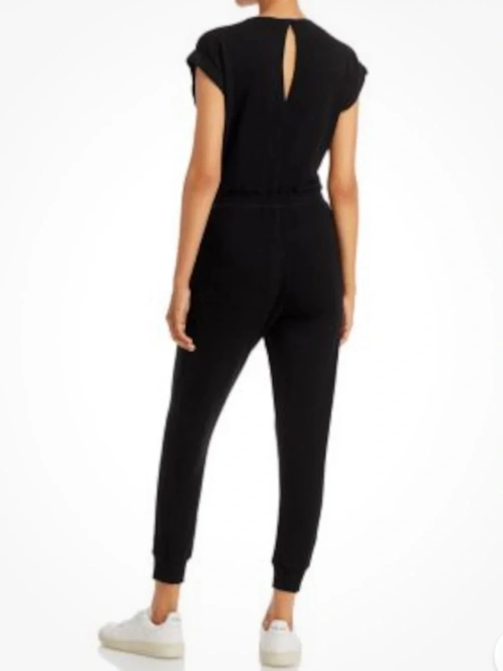 Monrow Black Crossover V-Neck Drawstring Jumpsuit - Picture 2 of 13